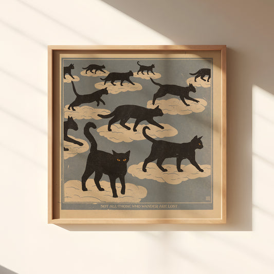 'Cats on clouds' print