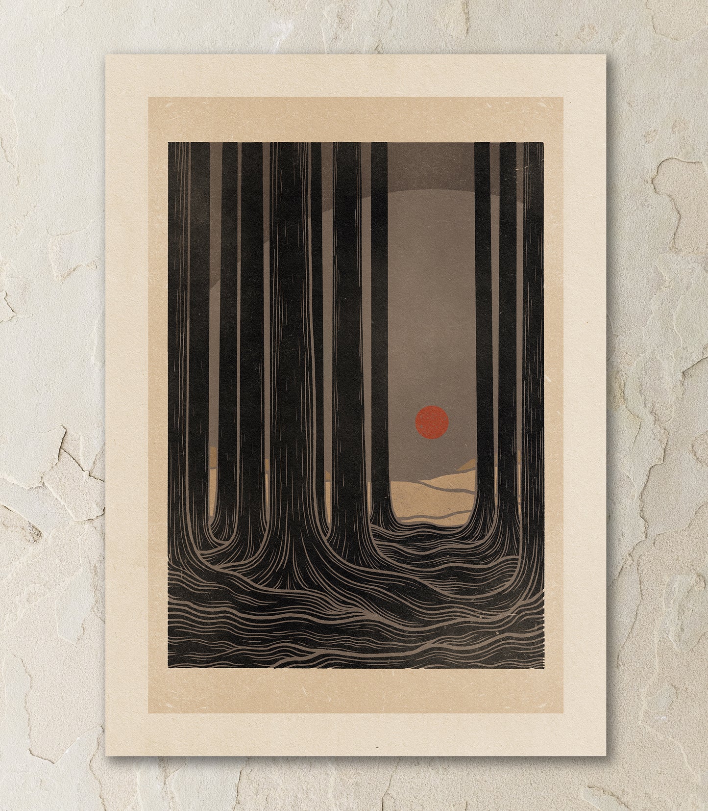 'Sunset forest' print